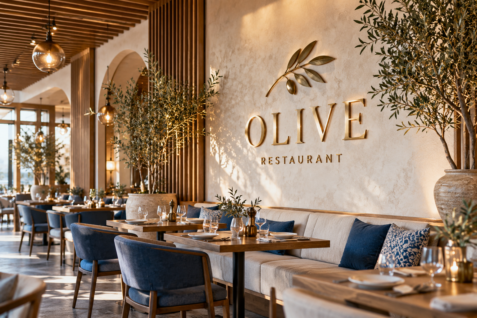 Restaurant interior concept with bespoke joinery